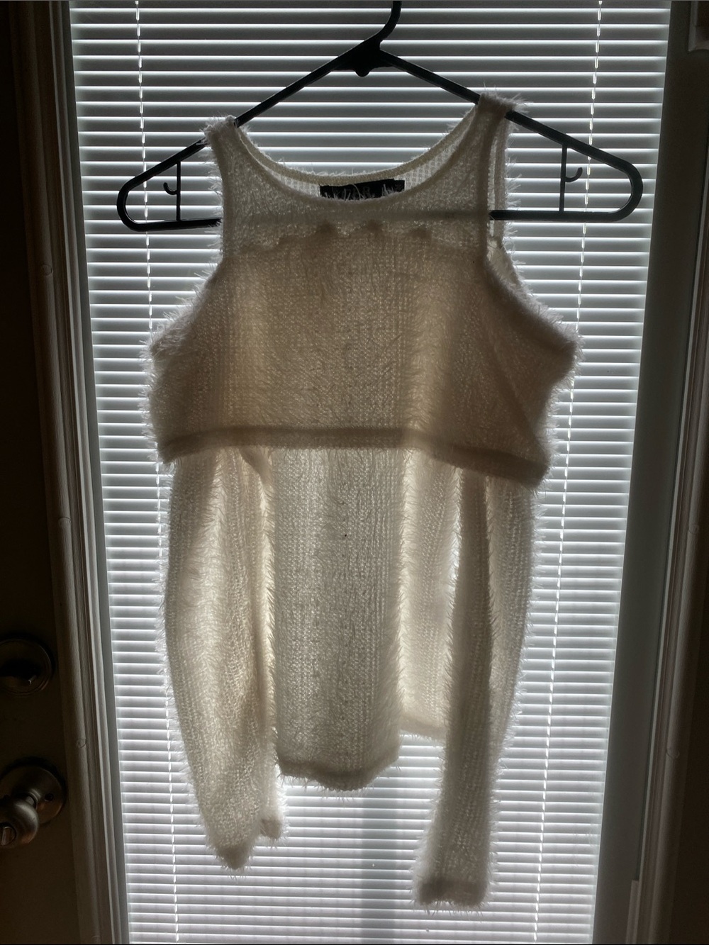 CBR Creamy White Fuzzy Knit Crop Top